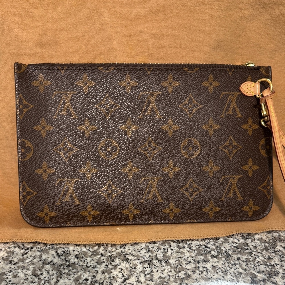 Louis Vuitton Brown and Tan Monogram Pouch Authentic